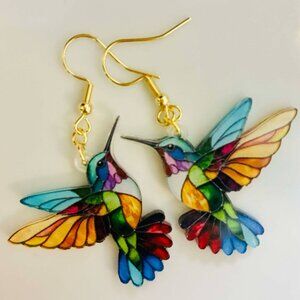 Stained glass Bird earrings